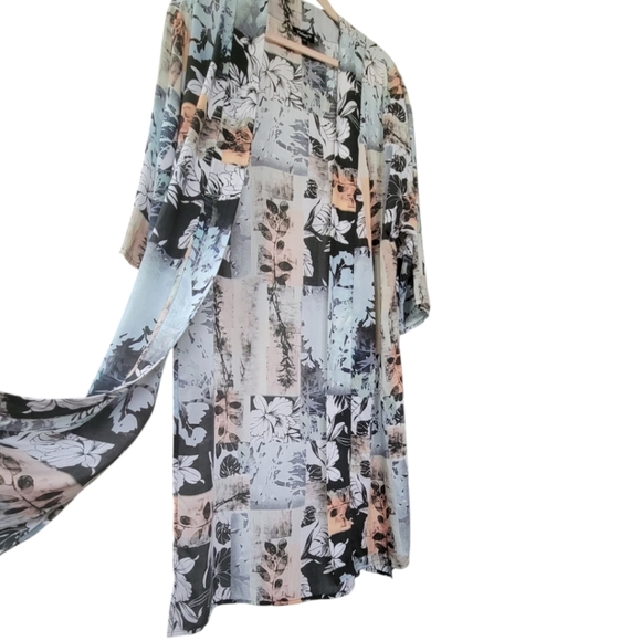 Tolani Kimono Duster‎ Cardigan OS Grace Floral Tropical Multicolor Lightweight - Picture 2 of 11